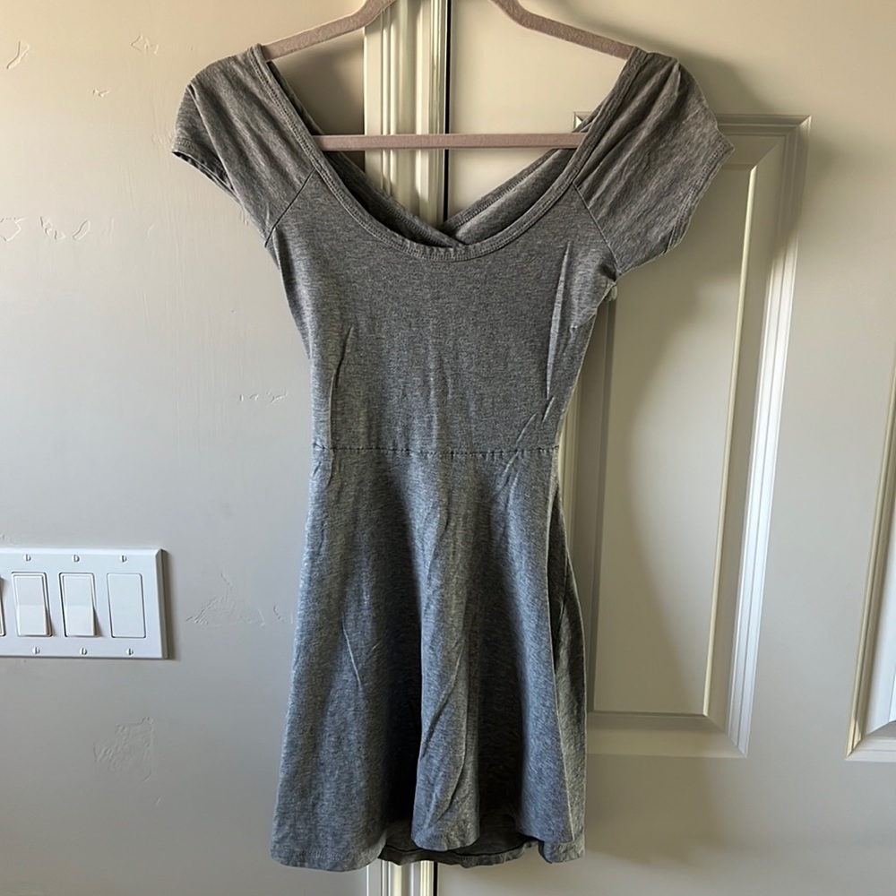 Brandy Melville Cotton Skater Mini Dress (One Size) Light Gray
